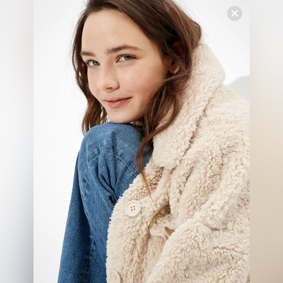 NWT - American Eagle - AE Sherpa Trucker Jacket - Cream - Large - Picture 6 of 6